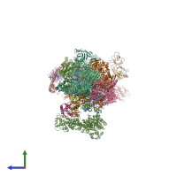 PDB entry 7oop coloured by chain, side view.