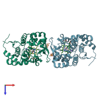 PDB entry 7opt coloured by chain, top view.