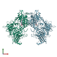 PDB entry 7or4 coloured by chain, front view.