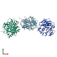 PDB entry 7osb coloured by chain, front view.