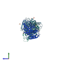 PDB entry 7osb coloured by chain, side view.