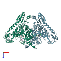 PDB entry 7ot3 coloured by chain, top view.