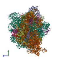 PDB entry 7ot5 coloured by chain, side view.