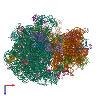 PDB entry 7ot5 coloured by chain, top view.