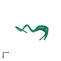 PDB entry 7otd coloured by chain, ensemble of 10 models, top view.