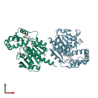 PDB entry 7ots coloured by chain, front view.
