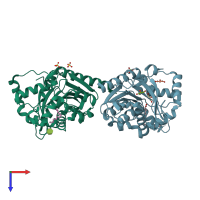 PDB entry 7ots coloured by chain, top view.