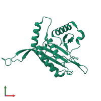 PDB entry 7ott coloured by chain, front view.