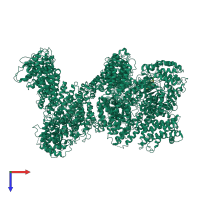 PDB entry 7oty coloured by chain, top view.