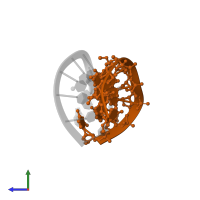 RNA (5'-R(*(OMC)P*(OMU)P*(A2M)P*(OMG)P*(OMG)P*(A2M)P*(OMG)P*(A2M)P*(OMC))-3') in PDB entry 7ow0, assembly 1, side view.