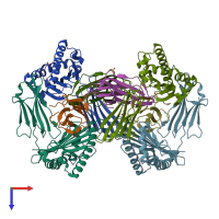 PDB entry 7ow4 coloured by chain, top view.