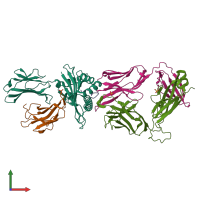 PDB entry 7ow5 coloured by chain, front view.