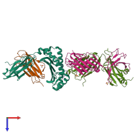 PDB entry 7ow5 coloured by chain, top view.