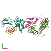 PDB entry 7ow6 coloured by chain, front view.