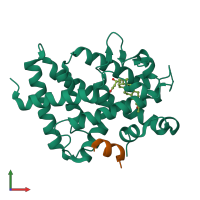 PDB entry 7oxz coloured by chain, front view.