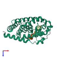 PDB entry 7oxz coloured by chain, top view.
