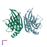 PDB entry 7oyj coloured by chain, top view.