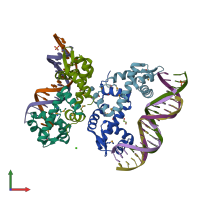PDB entry 7oyk coloured by chain, front view.