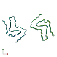 PDB entry 7ozh coloured by chain, front view.