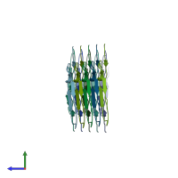 PDB entry 7ozh coloured by chain, side view.