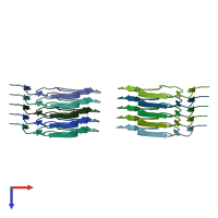 PDB entry 7ozh coloured by chain, top view.