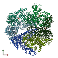 PDB entry 7p0b coloured by chain, front view.