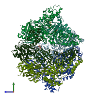 PDB entry 7p0b coloured by chain, side view.