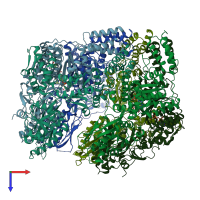 PDB entry 7p0b coloured by chain, top view.