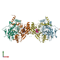 PDB entry 7p1n coloured by chain, front view.