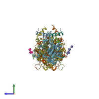 PDB entry 7p1n coloured by chain, side view.