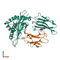 PDB entry 7p3d coloured by chain, front view.