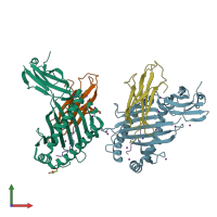 PDB entry 7p3e coloured by chain, front view.