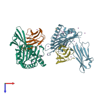 PDB entry 7p3e coloured by chain, top view.