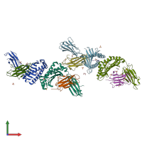 PDB entry 7p4b coloured by chain, front view.