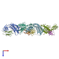 PDB entry 7p4b coloured by chain, top view.