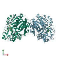 PDB entry 7p4k coloured by chain, front view.