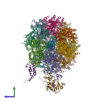 PDB entry 7p5z coloured by chain, side view.