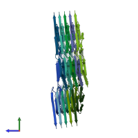 PDB entry 7p6c coloured by chain, side view.