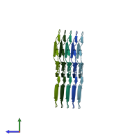 PDB entry 7p6d coloured by chain, side view.