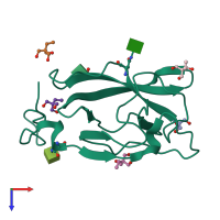 PDB entry 7p6t coloured by chain, top view.