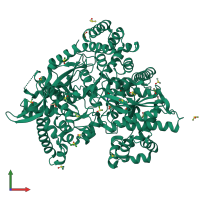 PDB entry 7p7d coloured by chain, front view.