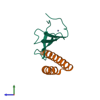 PDB entry 7p8k coloured by chain, side view.