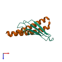 PDB entry 7p8k coloured by chain, top view.