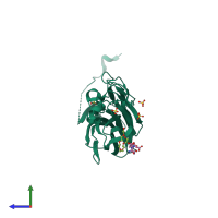 PDB entry 7p8s coloured by chain, side view.