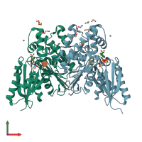 PDB entry 7p9p coloured by chain, front view.
