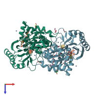 PDB entry 7p9p coloured by chain, top view.