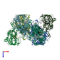 PDB entry 7p9q coloured by chain, top view.