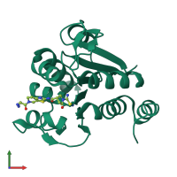 PDB entry 7pa2 coloured by chain, front view.
