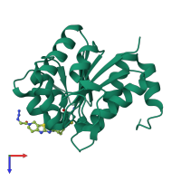 PDB entry 7pa2 coloured by chain, top view.