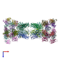 PDB entry 7pa9 coloured by chain, top view.